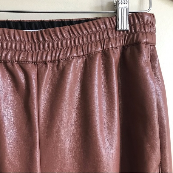 Babaton Brown Faux Leather Joggers - Picture 2 of 9